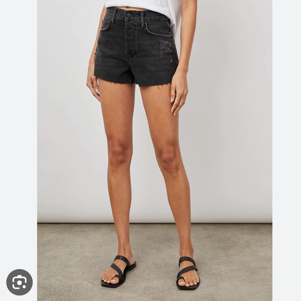 Rails X Water.org Ash Black Button Fly Cotton High Rise Raw Hem Cut Off Shorts